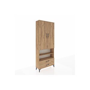 Arges Dolap 5 Raflı 2 Çekmeceli 2 Kapaklı 88x30x221 Çam-çam