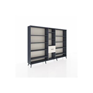 Arges Dolap 11 Raflı 3 Çekmeceli  220x30x163 Antrasit-antrasit/aytaşı