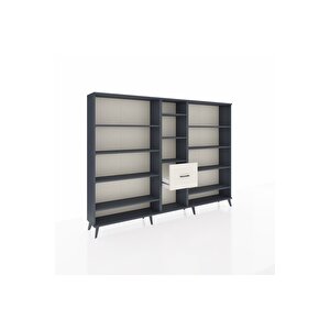 Arges Dolap 11 Raflı 3 Çekmeceli  220x30x163 Antrasit-antrasit/aytaşı