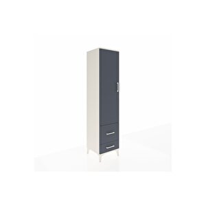 Hyperion Dolap 2 Raflı 2 Çekmeceli Tek Askılı 44x44x195 Aytaşı-antrasit