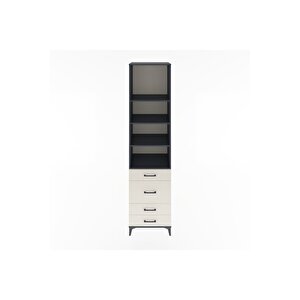 Hyperion Dolap 4 Raflı 4 Çekmeceli 60x44x243 Antrasit-aytaşı