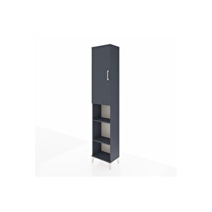 Arges Dolap 4 Raflı Tek Kapaklı Tek Askılı 44x30x221 Antrasit-antrasit