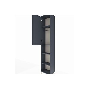 Arges Dolap 4 Raflı Tek Kapaklı Tek Askılı 44x30x221 Antrasit-antrasit
