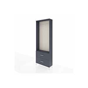 Arges Dolap Tek Raflı 2 Çekmeceli Tek Askılı 88x30x243 Antrasit-antrasit