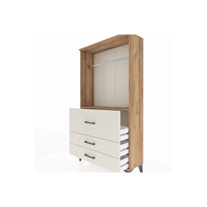 Arges Dolap Tek Raflı 3 Çekmeceli Tek Askılı 88x30x163 Çam-aytaşı