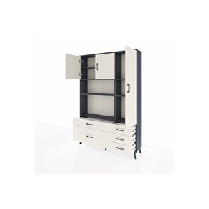 Arges Gardrop 7 Raflı 5 Çekmeceli 3 Kapaklı 132x30x195 Antrasit-aytaşı