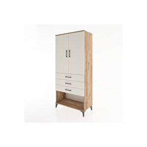 Hyperion Dolap 3 Raflı 3 Çekmeceli 2 Kapaklı 88x44x195 Çam-aytaşı