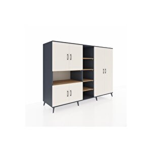 Kronos Dolap 13 Raflı 6 Kapaklı 220x59x163 Antrasit-aytaşı/çam