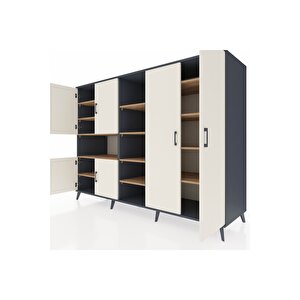 Kronos Dolap 13 Raflı 6 Kapaklı 220x59x163 Antrasit-aytaşı/çam