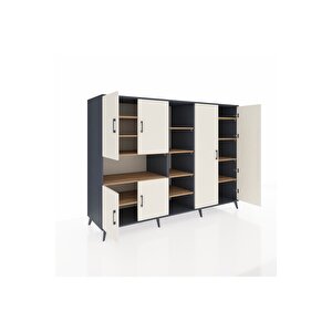 Kronos Dolap 13 Raflı 6 Kapaklı 220x59x163 Antrasit-aytaşı/çam