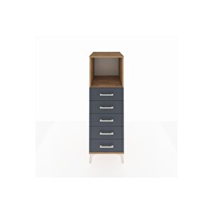 Kronos Dolap Tek Raflı 5 Çekmeceli 44x59x134 Çam-antrasit