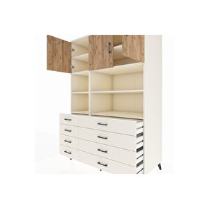 Kronos Dolap 8 Raflı 8 Çekmeceli 3 Kapaklı 132x59x195 Aytaşı-çam/aytaşı