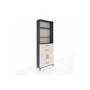 Arges Dolap 4 Raflı 3 Çekmeceli 2 Kapaklı 88x30x243 Antrasit-aytaşı