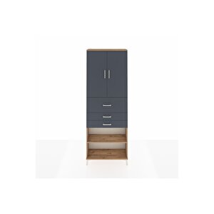 Arges Dolap 4 Raflı 3 Çekmeceli 2 Kapaklı 88x30x243 Çam-antrasit