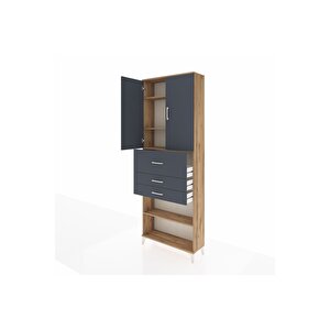 Arges Dolap 4 Raflı 3 Çekmeceli 2 Kapaklı 88x30x243 Çam-antrasit