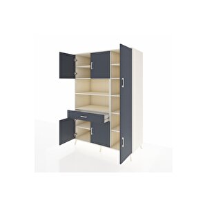 Kronos Dolap 10 Raflı Tek Çekmeceli 6 Kapaklı 132x59x195 Aytaşı-antrasit/antrasit