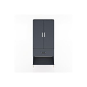 Hyperion Dolap 4 Raflı Tek Çekmeceli 2 Kapaklı 88x44x195 Antrasit-antrasit