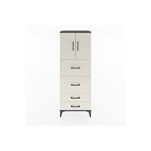 Hyperion Dolap 2 Raflı 4 Çekmeceli 2 Kapaklı 60x44x163 Antrasit-aytaşı