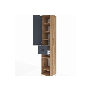 Hyperion Dolap 6 Raflı Tek Çekmeceli Tek Kapaklı 44x44x243 Çam-antrasit