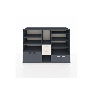 Kronos Dolap 10 Raflı 2 Çekmeceli 4 Kapaklı 220x59x163 Antrasit-antrasit/aytaşı