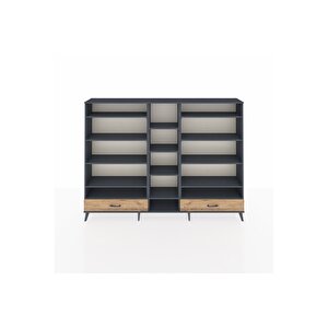 Arges Dolap 14 Raflı 2 Çekmeceli  220x30x163 Antrasit-antrasit/çam