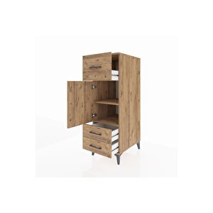 Kronos Dolap 2 Raflı 3 Çekmeceli Tek Kapaklı 44x59x134 Çam-çam