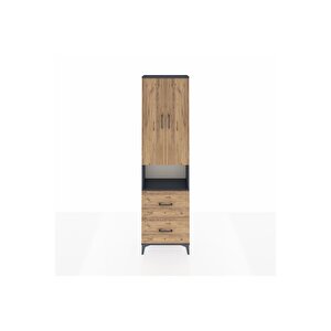 Arges Dolap 3 Raflı 2 Çekmeceli Tek Askılı 60x30x221 Antrasit-çam