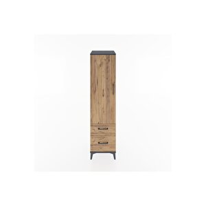 Hyperion Dolap 4 Raflı 2 Çekmeceli Tek Kapaklı 44x44x182 Antrasit-çam