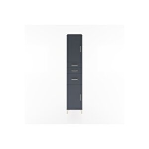 Hyperion Dolap 3 Raflı 3 Çekmeceli 2 Kapaklı 44x44x221 Antrasit-antrasit