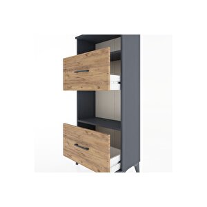 Hyperion Dolap 2 Raflı 2 Çekmeceli 60x44x134 Antrasit-çam