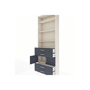 Arges Dolap 5 Raflı 4 Çekmeceli 2 Kapaklı 88x30x243 Aytaşı-antrasit