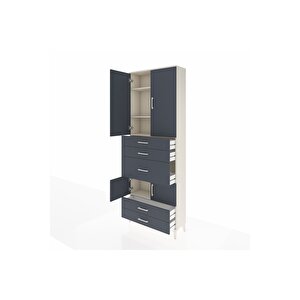 Arges Dolap 4 Raflı 5 Çekmeceli 4 Kapaklı 88x30x243 Aytaşı-antrasit