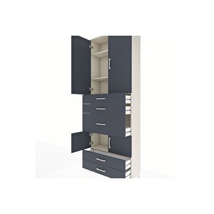 Arges Dolap 4 Raflı 5 Çekmeceli 4 Kapaklı 88x30x243 Aytaşı-antrasit