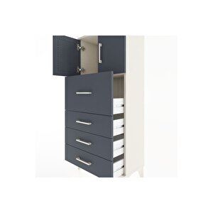 Hyperion Dolap Tek Raflı 4 Çekmeceli 2 Kapaklı 60x44x134 Aytaşı-antrasit