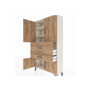 Arges Dolap 3 Raflı 2 Çekmeceli 4 Kapaklı 88x30x163 Aytaşı-çam