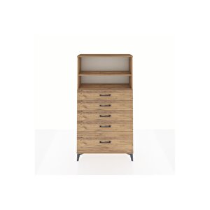Arges Dolap 2 Raflı 5 Çekmeceli 88x30x163 Çam-çam
