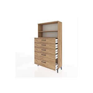 Arges Dolap 2 Raflı 5 Çekmeceli 88x30x163 Çam-çam