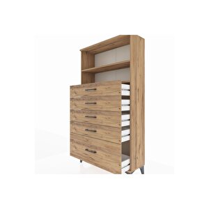 Arges Dolap 2 Raflı 5 Çekmeceli 88x30x163 Çam-çam