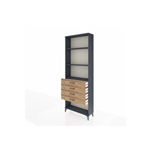 Arges Dolap 3 Raflı 4 Çekmeceli 88x30x243 Antrasit-çam