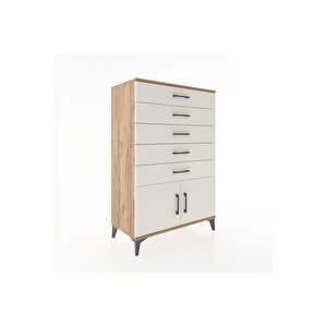 Hyperion Dolap 5 Çekmeceli 2 Kapaklı 88x44x134 Çam-aytaşı
