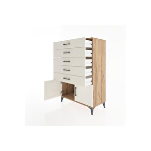 Hyperion Dolap 5 Çekmeceli 2 Kapaklı 88x44x134 Çam-aytaşı