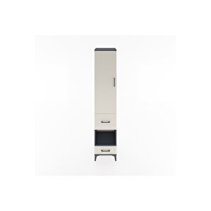 Hyperion Dolap 3 Raflı 2 Çekmeceli Tek Askılı 44x44x221 Antrasit-aytaşı