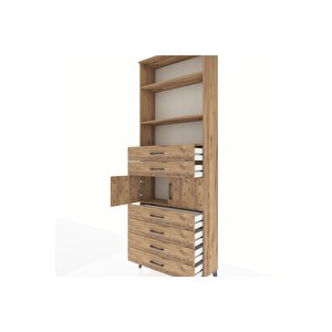 Arges Dolap 4 Raflı 6 Çekmeceli 2 Kapaklı 88x30x243 Çam-çam