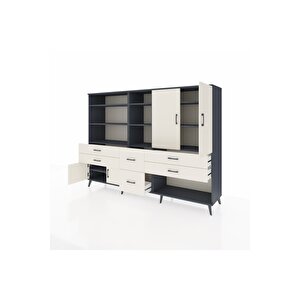 Hyperion Dolap 10 Raflı 6 Çekmeceli 4 Kapaklı 220x44x163 Antrasit-aytaşı