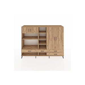 Hyperion Dolap 12 Raflı 4 Çekmeceli 4 Kapaklı 220x44x163 Çam-çam