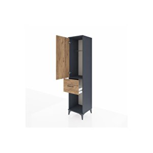 Hyperion Dolap Tek Raflı Tek Çekmeceli Tek Askılı 44x44x195 Antrasit-çam