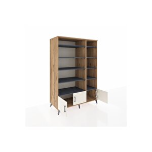 Kronos Dolap 10 Raflı 3 Kapaklı 132x59x195 Çam-aytaşı/antrasit