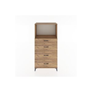 Hyperion Dolap Tek Raflı 4 Çekmeceli 88x44x182 Çam-çam
