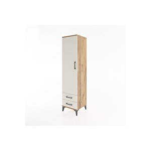 Hyperion Dolap 4 Raflı 2 Çekmeceli Tek Kapaklı 44x44x182 Çam-aytaşı