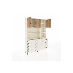 Arges Dolap 8 Raflı 8 Çekmeceli 3 Kapaklı 132x30x195 Aytaşı-çam/aytaşı